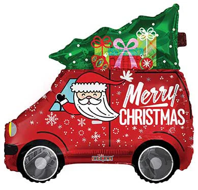36" Santa With Christmas Tree Matte Foil Balloon