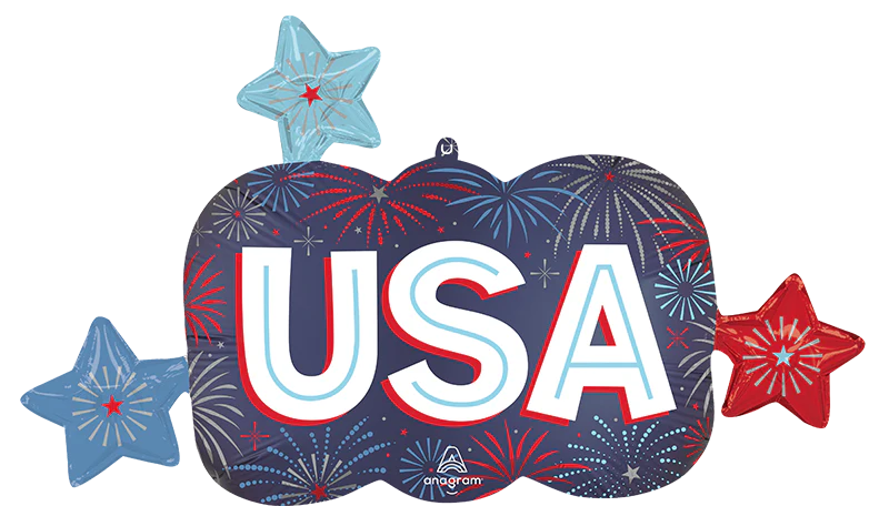 36" SuperShape Satin Patriotic Burst USA Foil Balloon