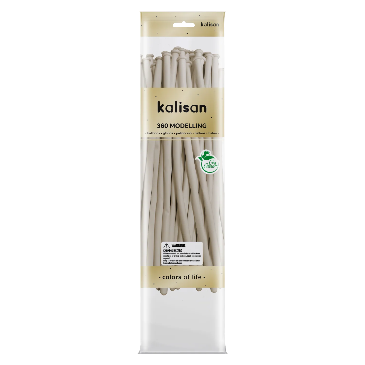 360K Nozzle Up Kalisan Twisting Latex Balloons Retro White (50 Per Bag)