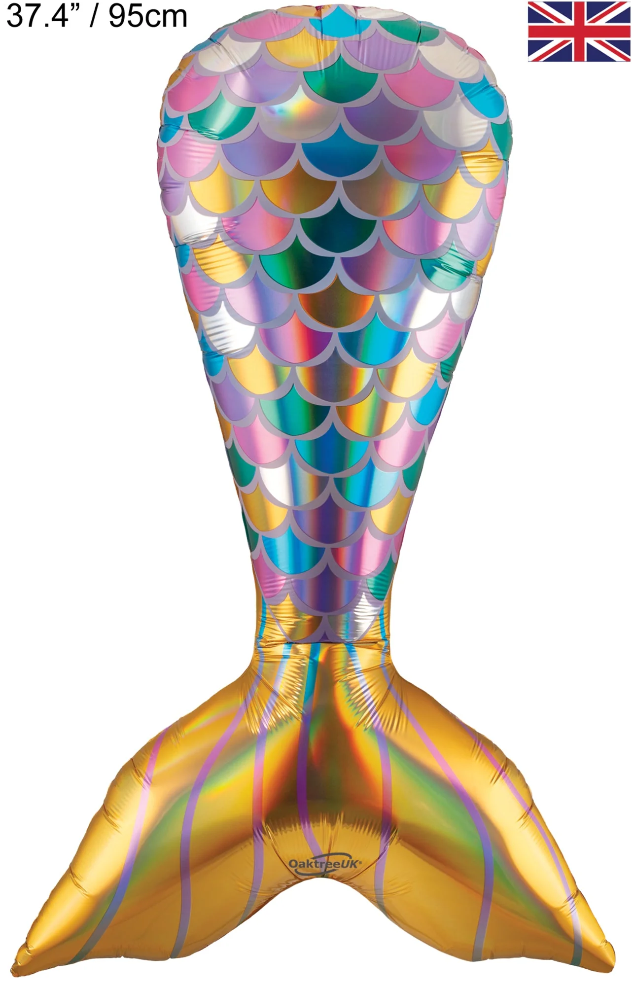37.4" Iridescent Mermaid Tail Oaktree Brand Foil Balloon