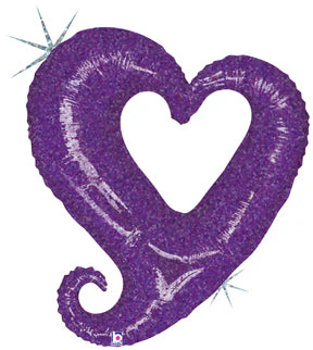 37" Holographic Chain of Hearts Purple Balloon