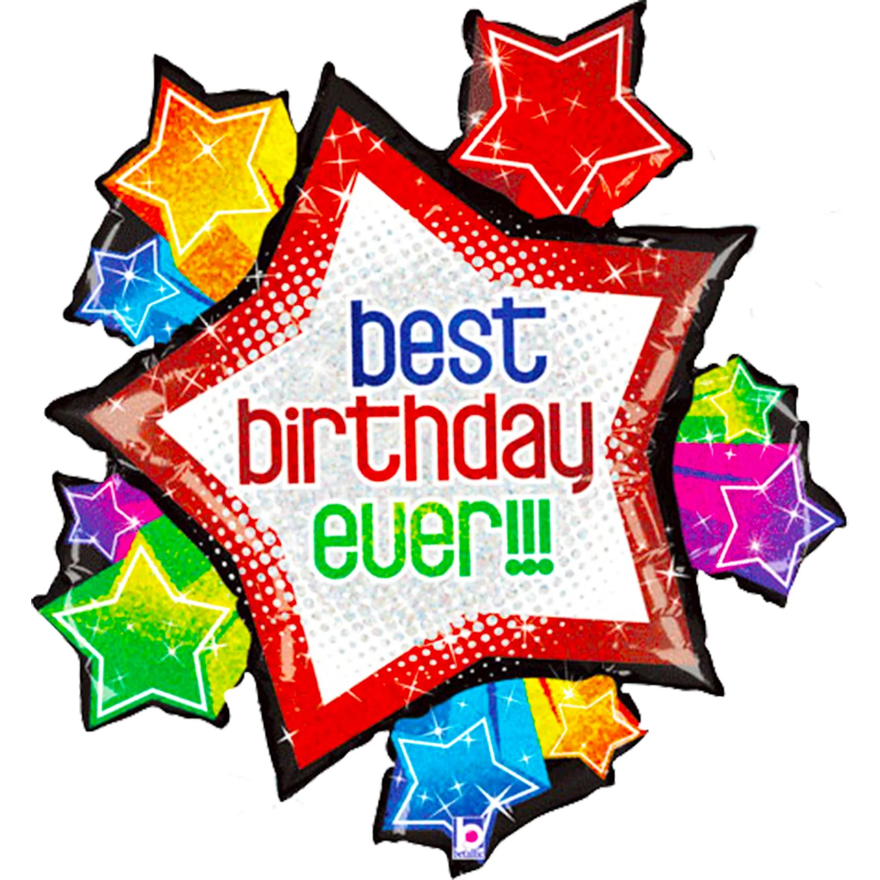 37" Best Birthday Ever Holographic Foil Balloon