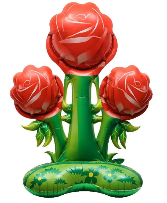 37" Standing Flower Foil/Mylar Balloon Red