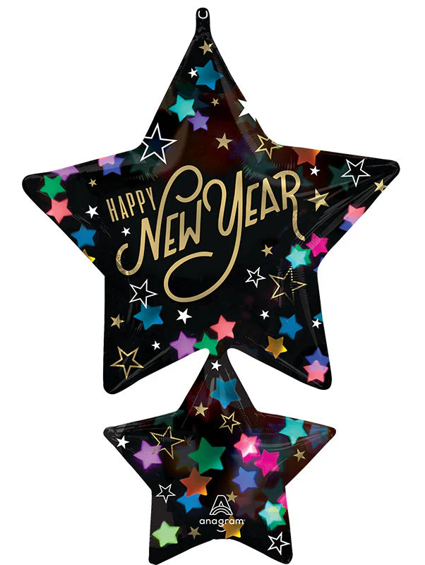 37" SuperShape New Year Starlight Foil Balloon