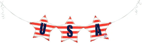37" Usa Bunting Air Filled Only Foil Balloon