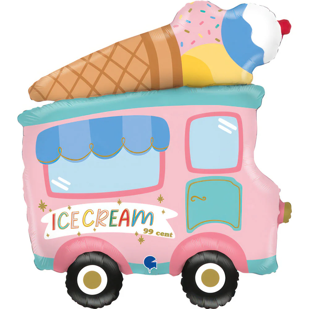 38" 60's Ice Cream Truck Foil Balloon