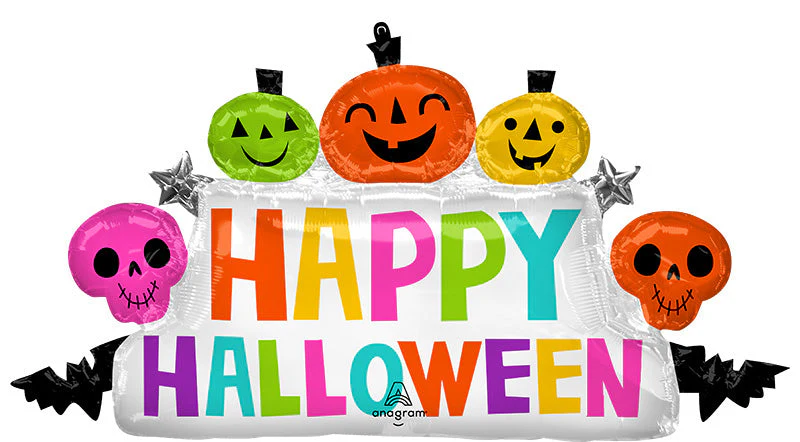 39" Colorful & Creepy Halloween Marquee SuperShape Foil Balloon