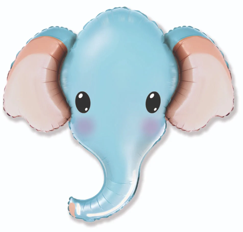 39" Elephant Head Blue Foil Balloon