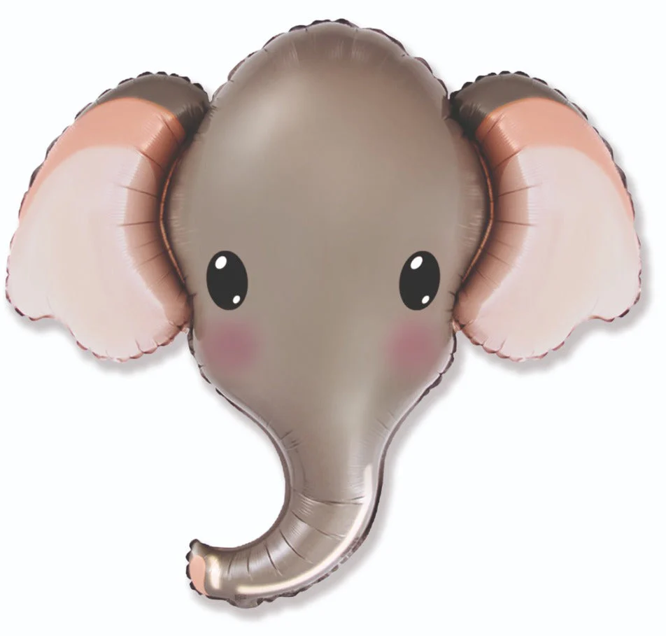 39" Elephant Head Grey Foil Balloon