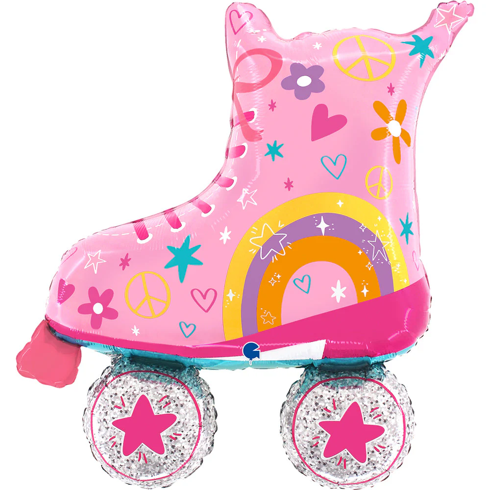 39" Pink Roller Skates Foil Balloon