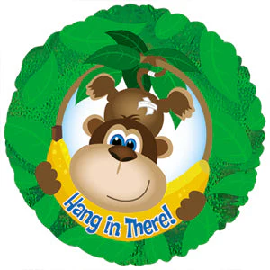 4.5" Airfill Only (Sticks Sold Separately) Foil Balloon Get Well Hang In There Monkey