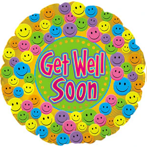 4.5" Airfill Only (Sticks Sold Separately) Foil Balloon Get Well Soon Smiley