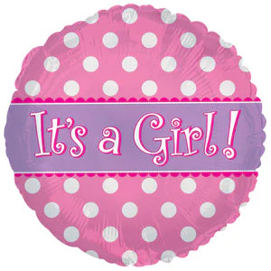 4.5" Airfill Only (Sticks Sold Separately) Foil Balloon It's A Girl Dots