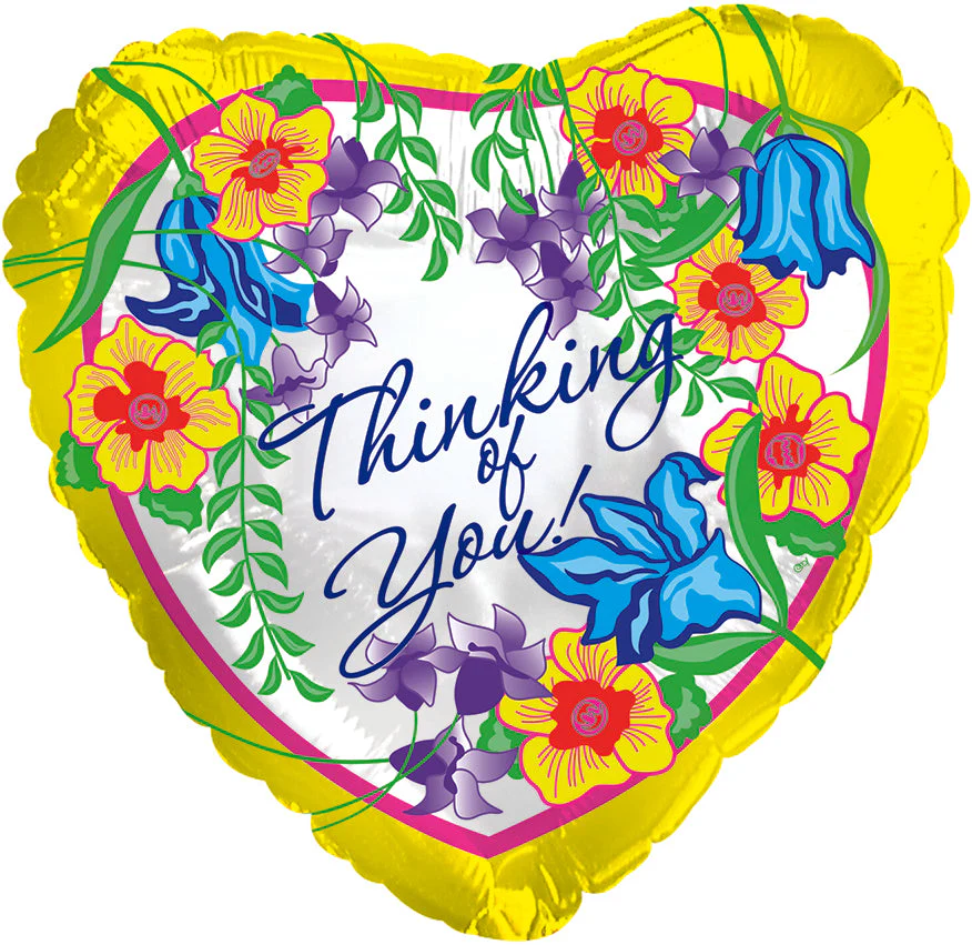4.5" Airfill Only (Sticks Sold Separately) Thinking Of Floral Heart Foil Balloon