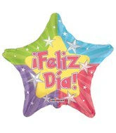 4" Airfill Only (Sticks Sold Separately) Feliz Dia Estrellas Balloon (Spanish)