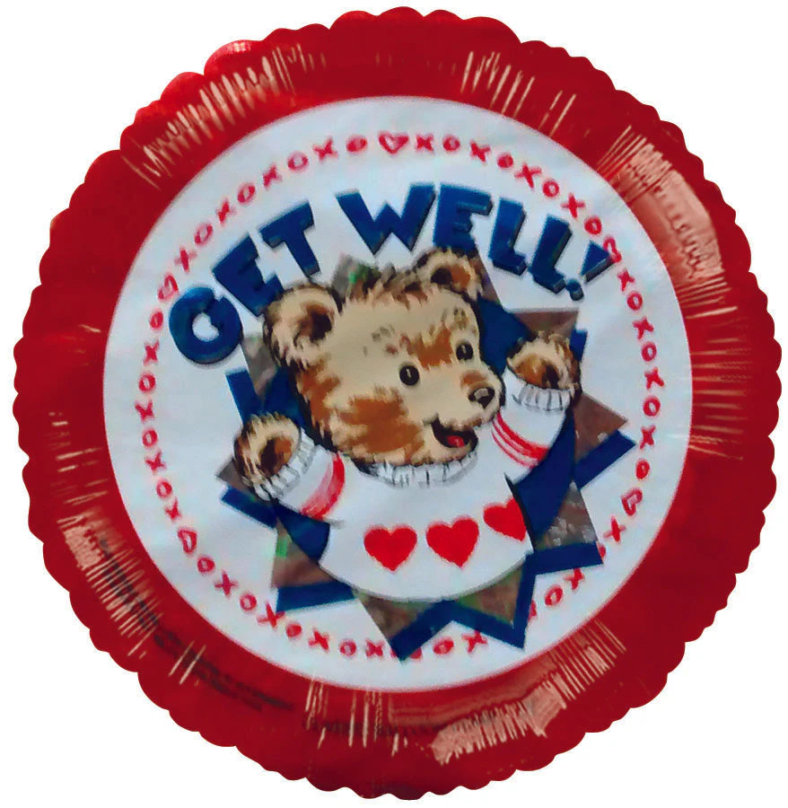 4" Airfill Only (Sticks Sold Separately) Get Well Soon Teddy Bear Sweater Balloons