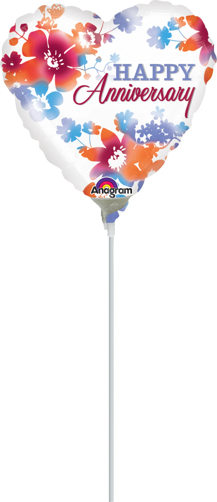 4" Airfill Only (Sticks Sold Separately) Happy Anniversary Watercolor Balloon