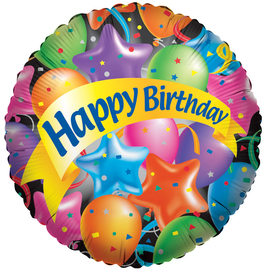 4" Airfill Only (Sticks Sold Separately) Happy Birthday Festive Balloons