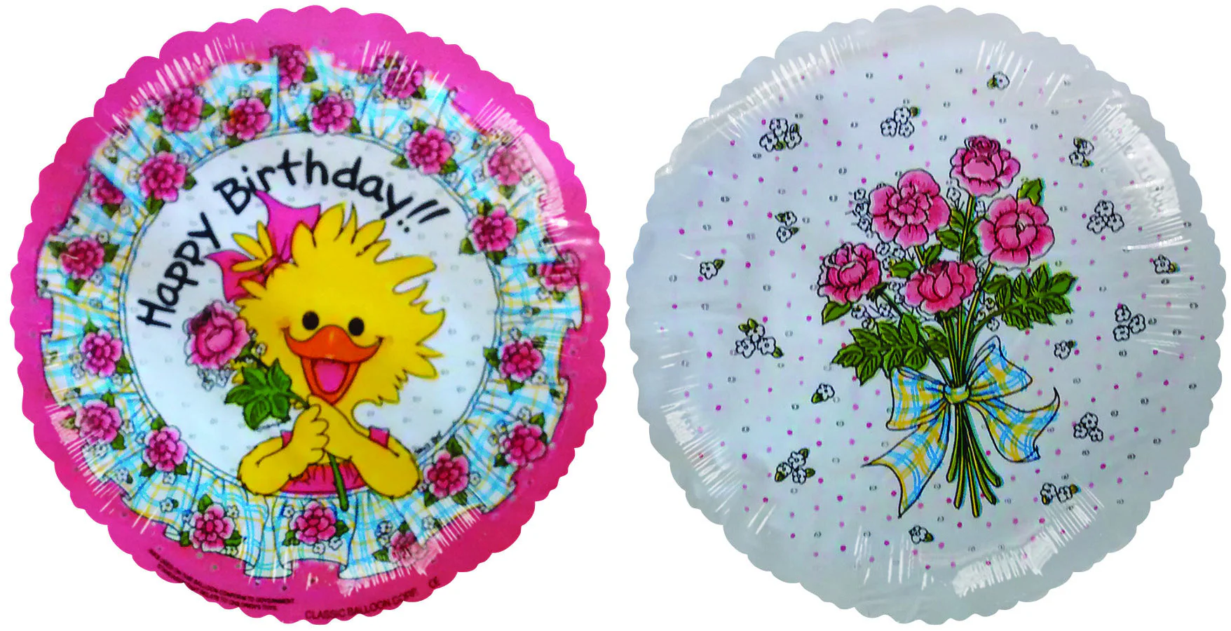4" Airfill Only (Sticks Sold Separately) Happy Birthday Rose Suzi/Plaid Balloon
