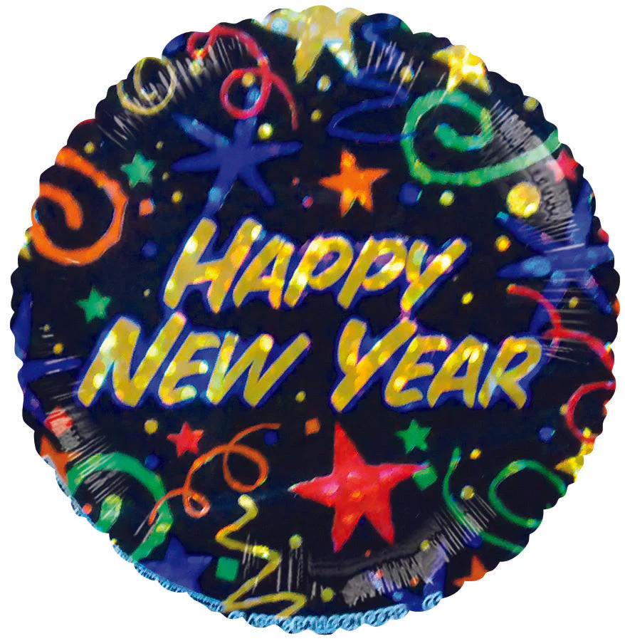 4" Airfill Only (Sticks Sold Separately) Happy New Year Sparkling Stars & Streamers Balloon