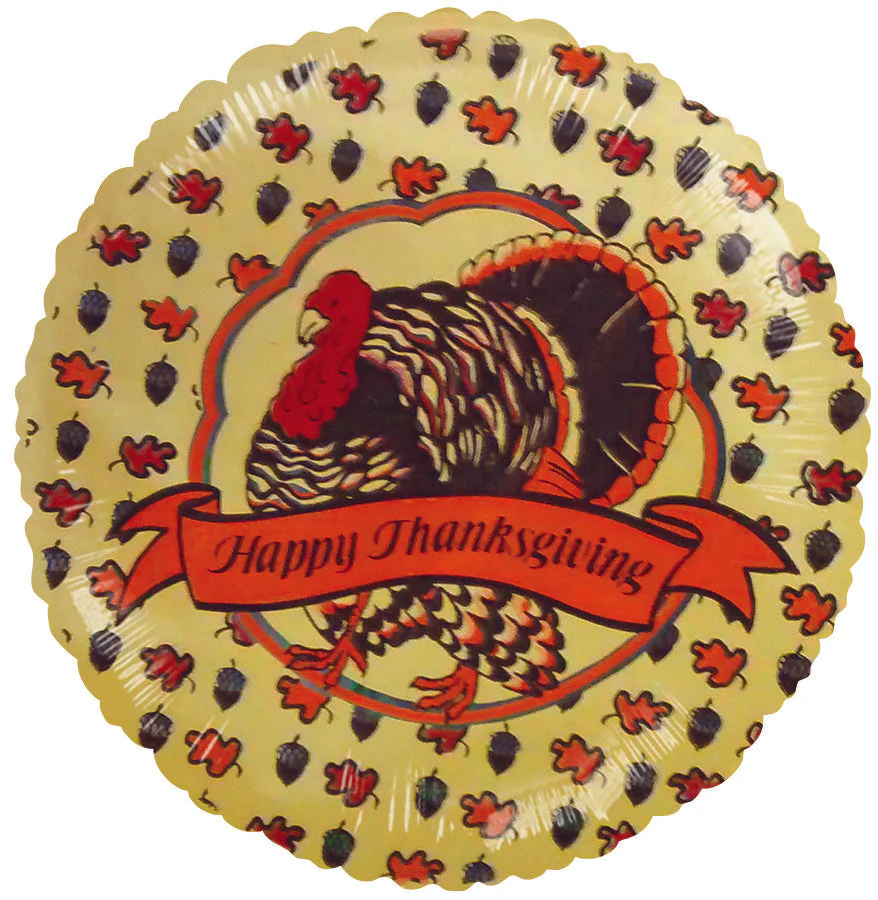 4" Airfill Only (Sticks Sold Separately) Happy Thanksgiving Turkey Yellow Balloon