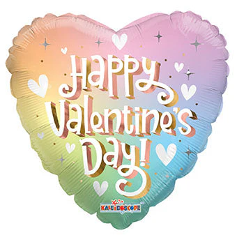 4" Airfill Only (Sticks Sold Separately) Happy Valentine Day Soft Rainbow Foil Balloon