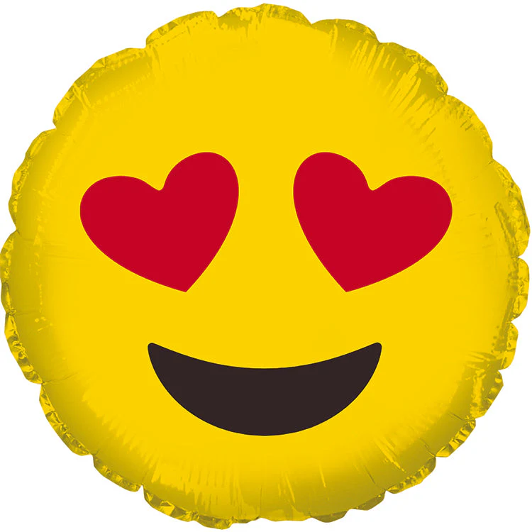 4" Airfill Only (Sticks Sold Separately) Heart Shaped Eyes Emoji Balloon