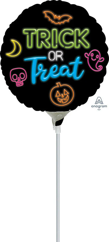 4" Airfill Only (Sticks Sold Separately) Neon Trick or Treat Foil Balloon