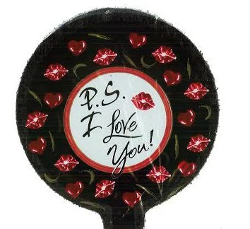 4" Airfill Only (Sticks Sold Separately) P.S. I Love you Lips Black Balloon