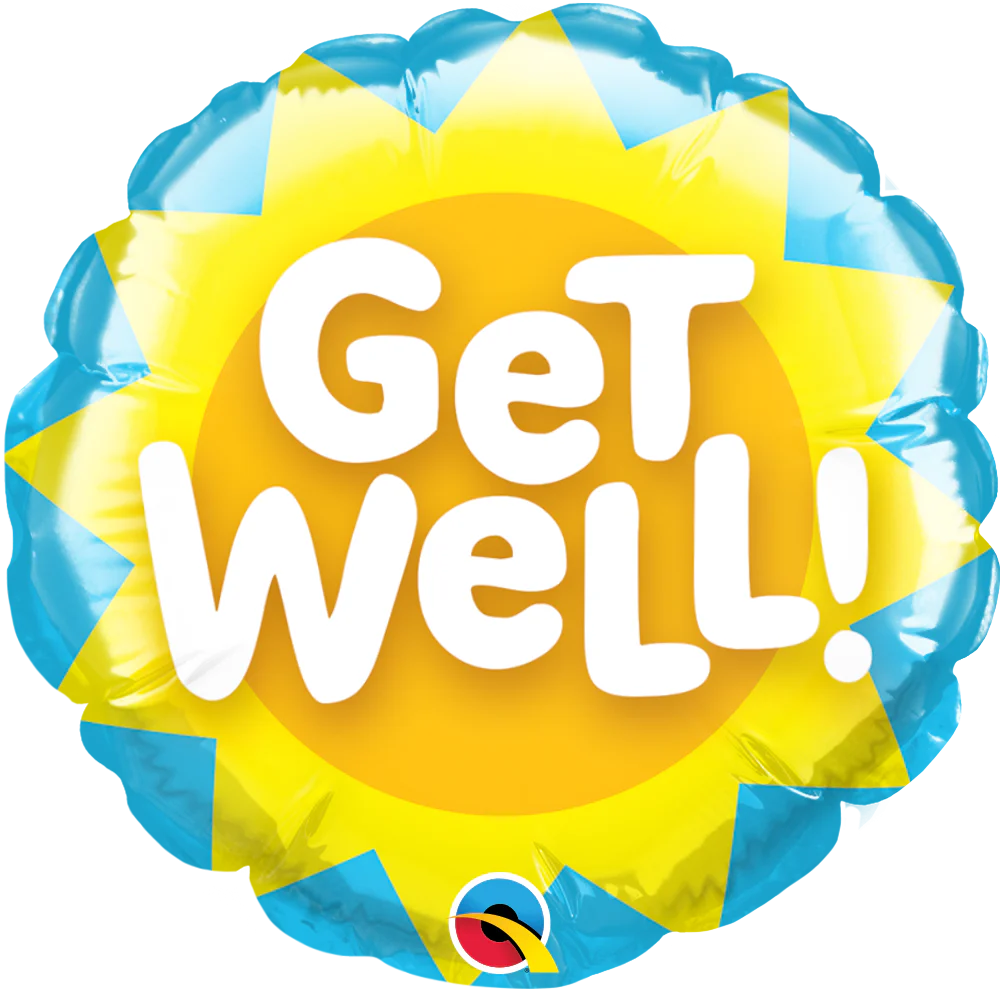 4" Airfill Only (Sticks Sold Separately) Round Get Well Sun Balloon