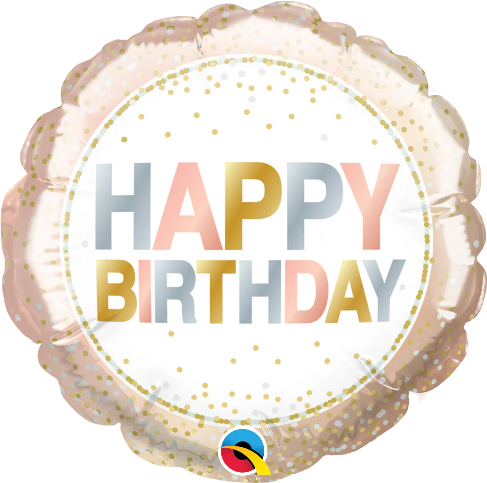 4" Airfill Only (Sticks Sold Separately) Round Happy Birthday Metallic Dots Balloon