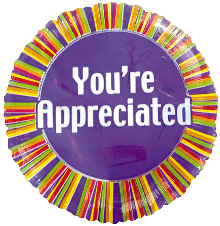 4" Airfill Only (Sticks Sold Separately) You're Appreciated Colorful Stripes Balloon