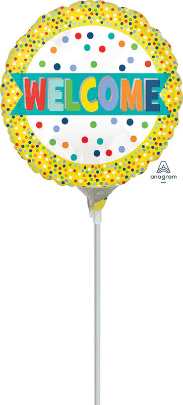 4" Welcome Lots of Dots Airfill Only (Sticks Sold Separately) Foil Balloon