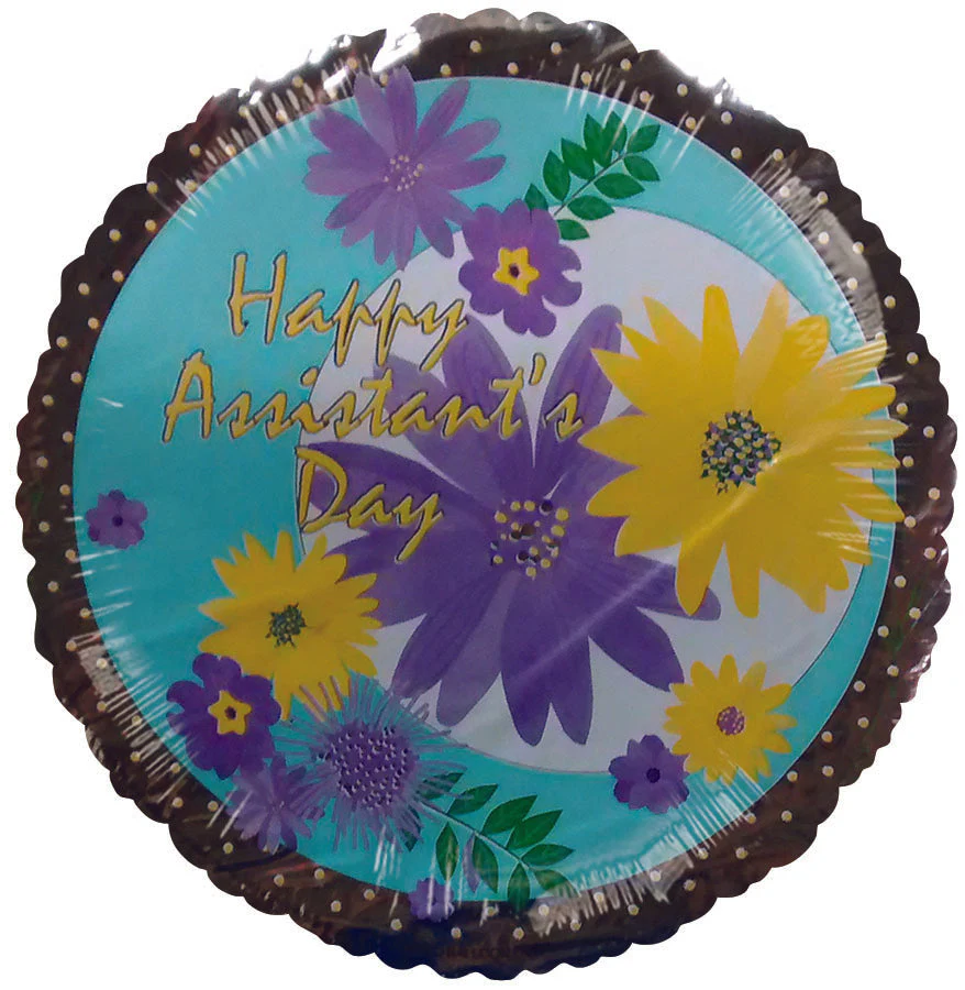 4"Airfill Only (Sticks Sold Separately) Happy Assistants Day Flowers Silver Balloon
