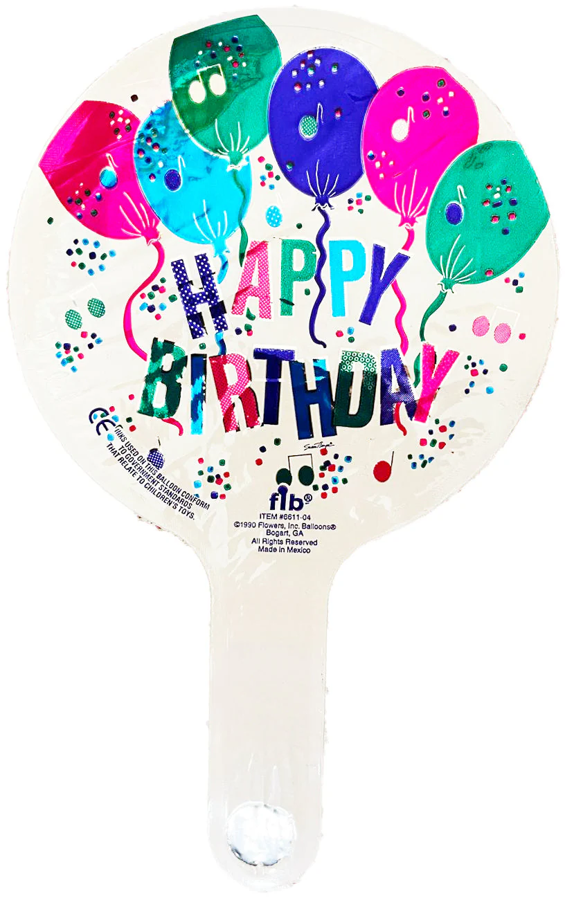 4" Airfill Only Requires Heat Sealing Happy Birthday Foil Balloon
