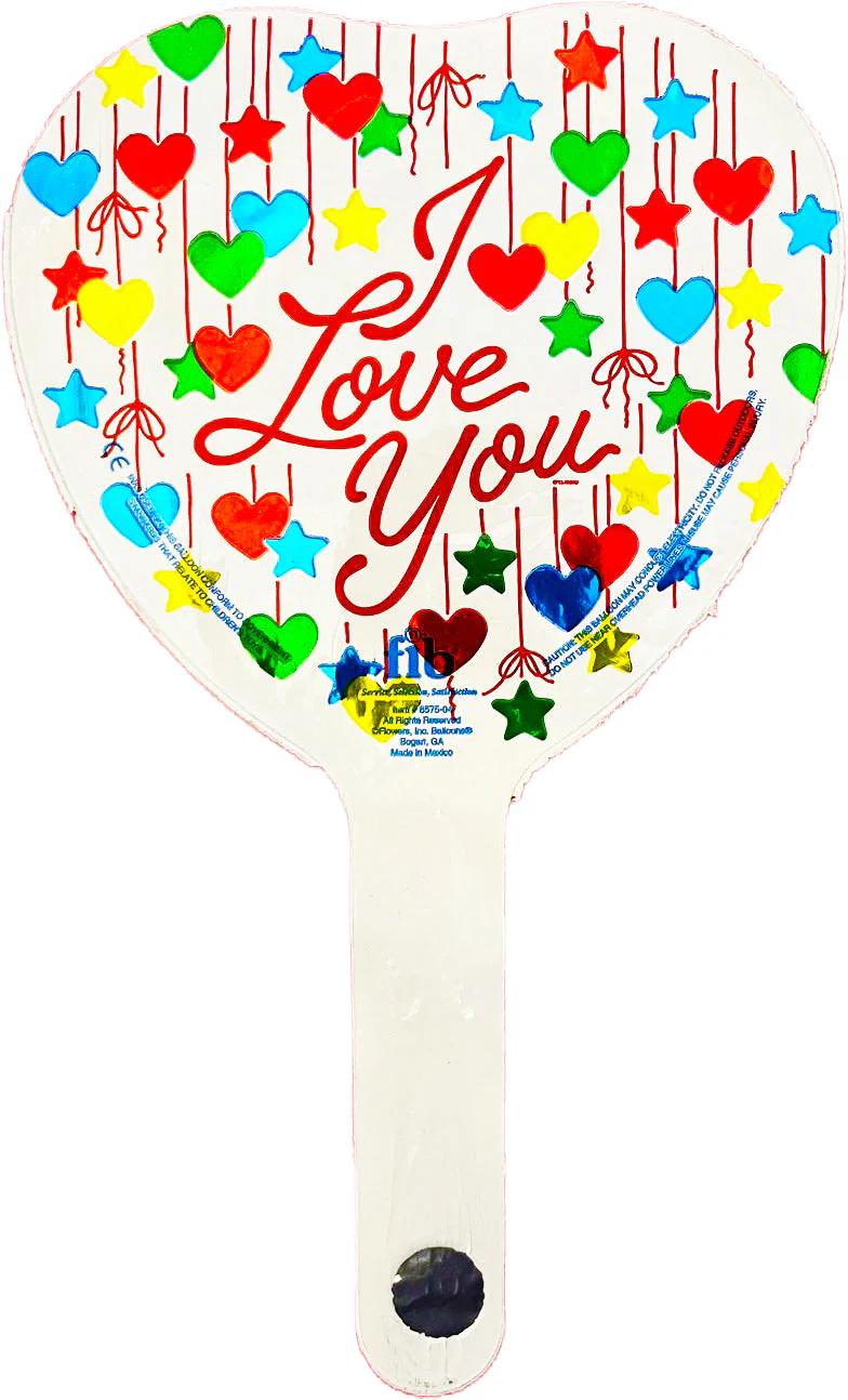 4" Airfill Only Requires Heat Sealing I love You Foil Balloon