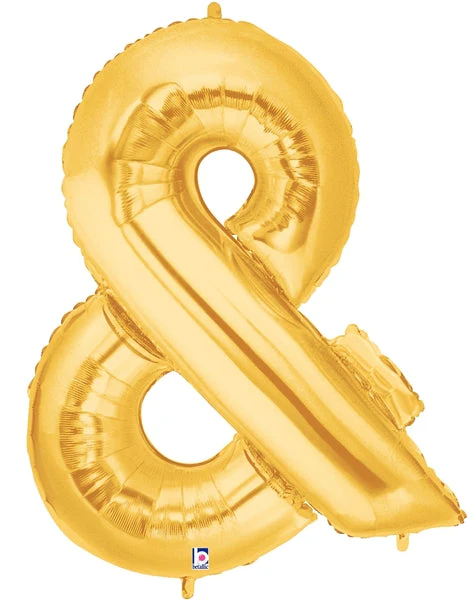 40" (34" Inflated) Foil Shape Balloon Gold Ampersand Megaloons