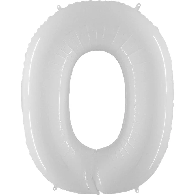 40" (34" Inflated) Foil Shape Balloon Number 0 Bright White