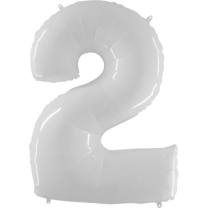 40" (34" Inflated) Foil Shape Balloon Number 2 Bright White