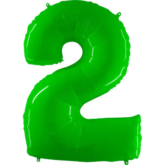 40" (34" Inflated) Foil Shape Balloon Number 2 Fluorescence Lime