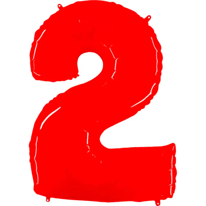 40" (34" Inflated) Foil Shape Balloon Number 2 Fluorescence Red