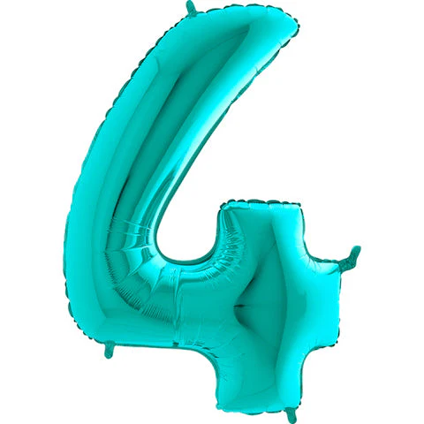 40" (34" Inflated) Foil Shape Megaloon Balloon Number 4 Tiffany Blue