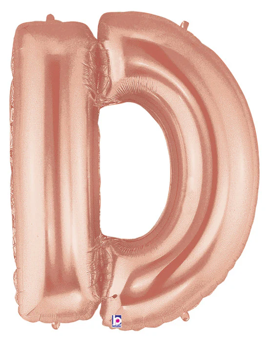 40" (34" Inflated) Foil Shape Megaloon Balloon Letter D Rose Gold