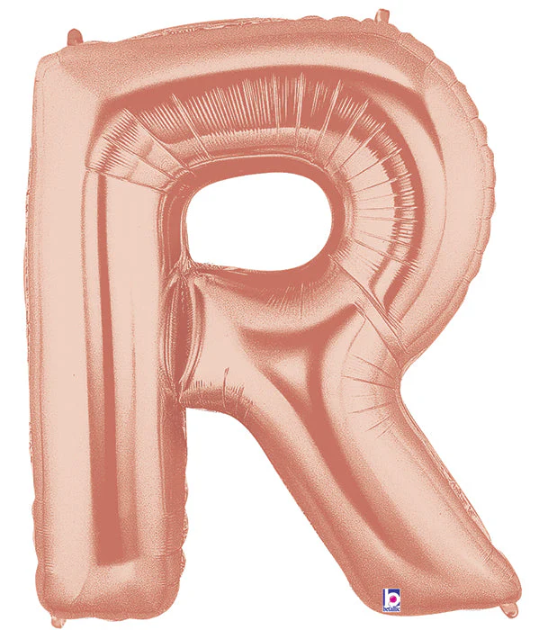 40" (34" Inflated) Foil Shape Megaloon Balloon Letter R Rose Gold
