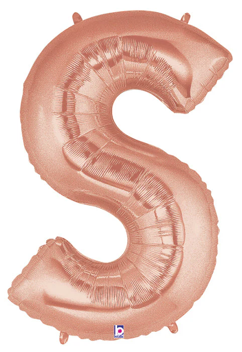 40" (34" Inflated) Foil Shape Megaloon Balloon Letter S Rose Gold