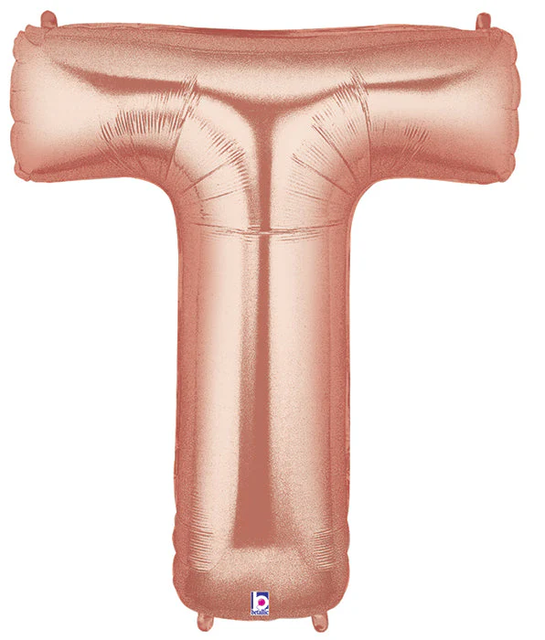 40" (34" Inflated) Foil Shape Megaloon Balloon Letter T Rose Gold