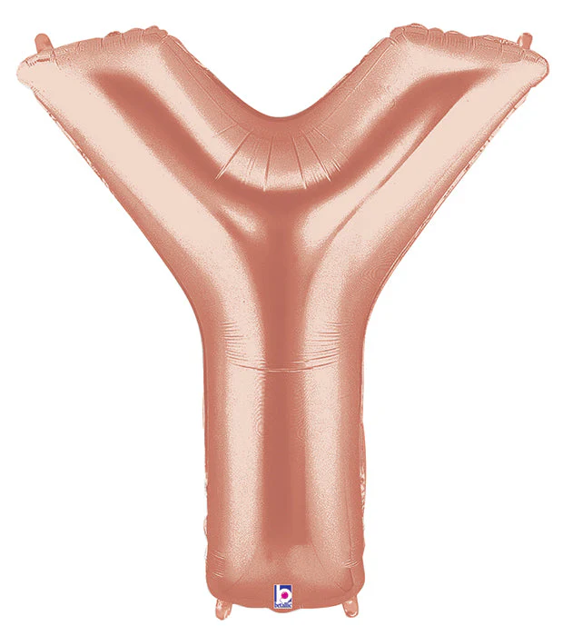 40" (34" Inflated) Foil Shape Megaloon Balloon Letter Y Rose Gold