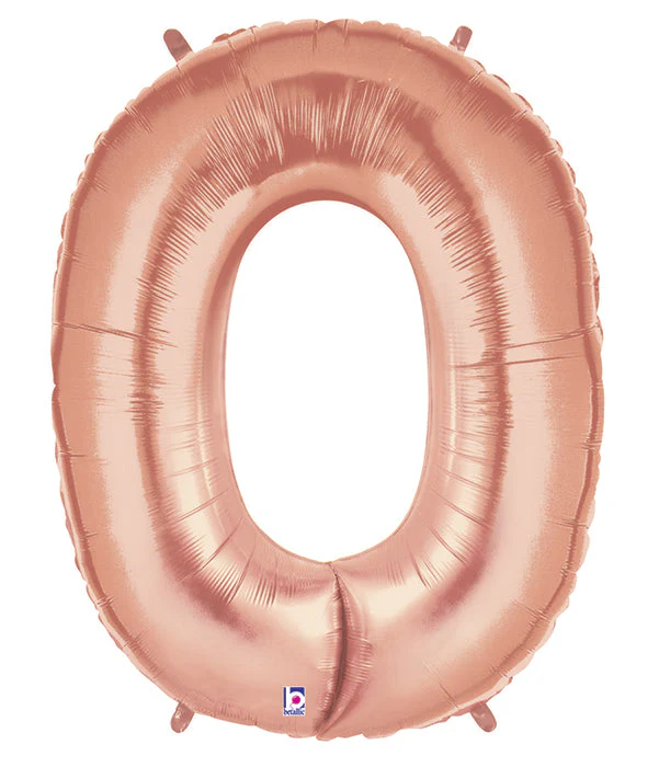 40" (34" Inflated) Foil Shape Megaloon Balloon Number 0 Rose Gold