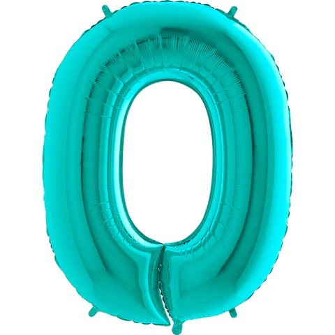 40" (34" Inflated) Foil Shape Megaloon Balloon Number 0 Tiffany Blue