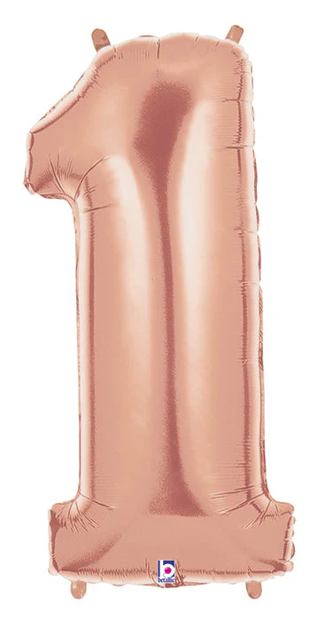 40" (34" Inflated) Foil Shape Megaloon Balloon Number 1 Rose Gold